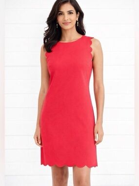 J.CREW Pink Scalloped Neck Sleeveless Sheath Dress Size 0 Style B8296
